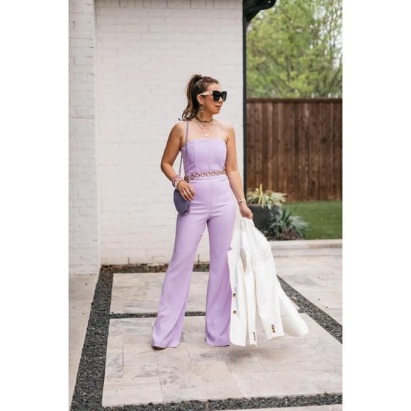NWT Alice + Olivia Lavera Lavender Strapless Jumpsuit - Size 2 - Picture 6 of 16